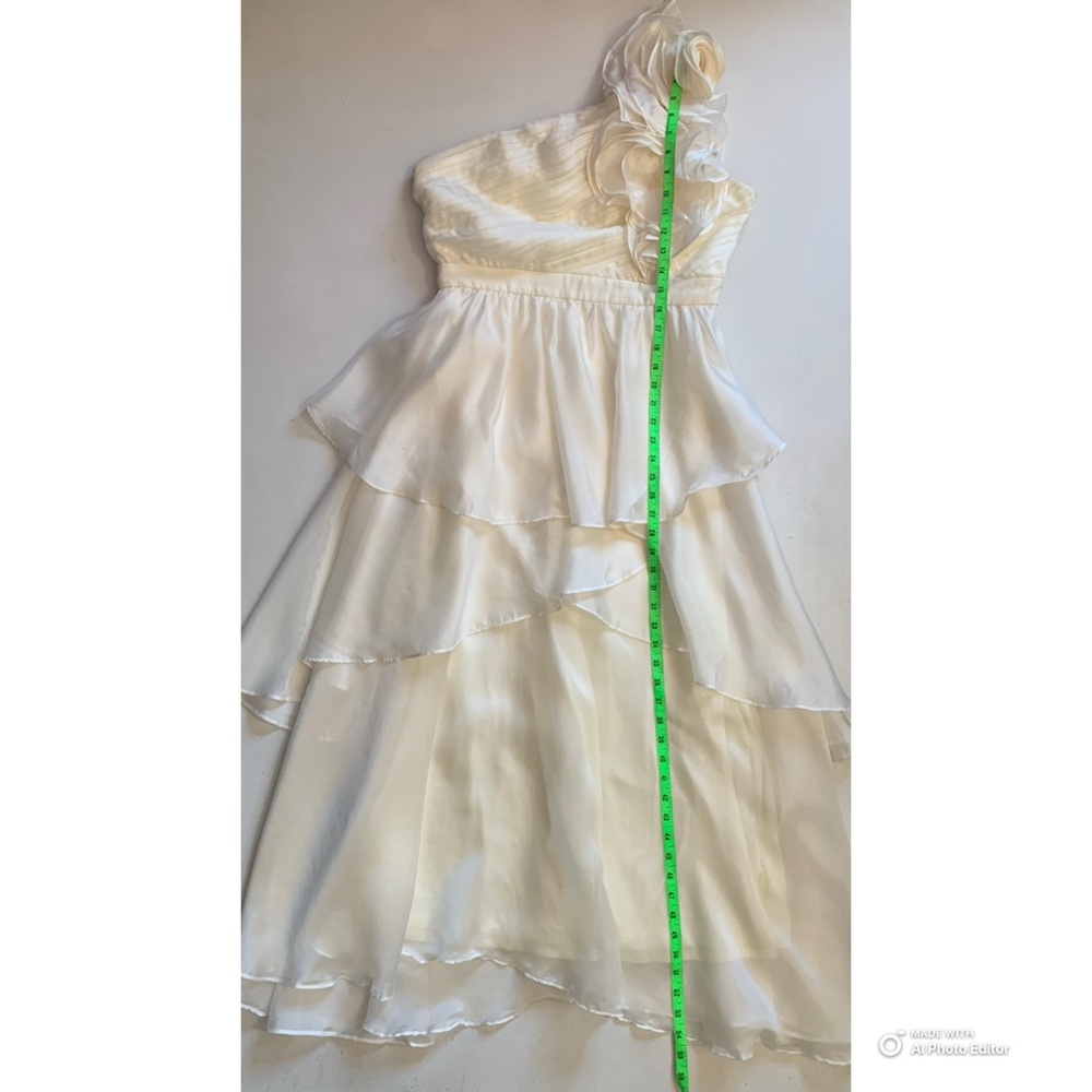 Lulus Large Lanelle Cream Ruffled One Shoulder Midi Dress NWOT Whimsical Tiered - Picture 16 of 17